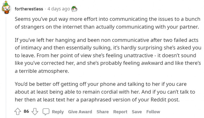 According to Some, OP Needs to Communicate His Feelings Better...