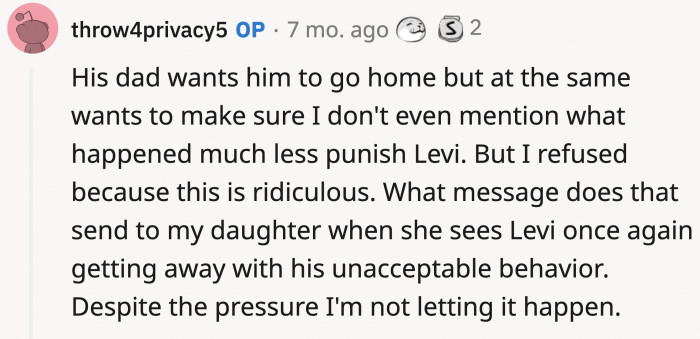 Good on OP for standing his ground.