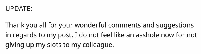 With people sharing their perspectives, OP realizes that she’s not in the wrong.