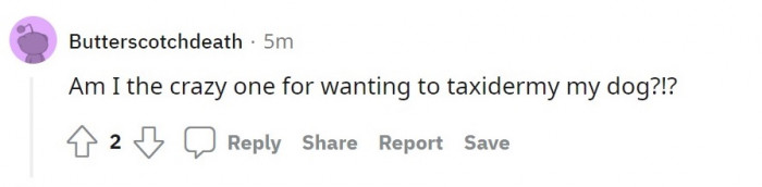 Another user decided taxidermy would be a great option.