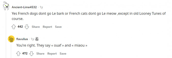 No, they don't talk like Pepé Le Pew.