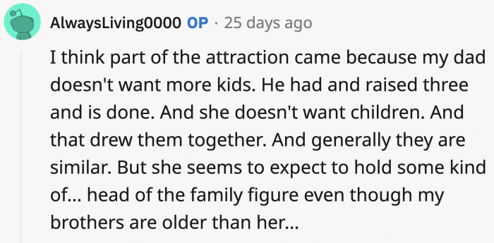 To be fair, Sarah is not looking to be anyone's mom; she just wants the perks that come along with it.