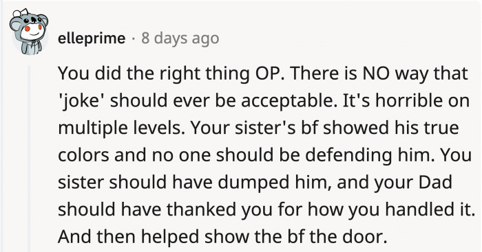 OP handled the situation better than many people would, and it's unfortunate that his family couldn't see that.