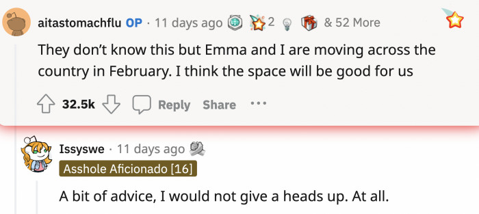 OP revealed their plans for her and the daughter which is moving far away from toxic family members