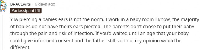 Piercing the ears of babies is not the norm