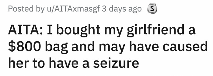 OP told her that she's being dramatic and it's just a bag, so she should be happy. Bad move, OP.