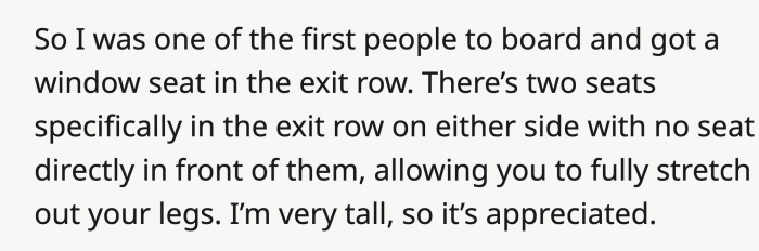 OP described where she was seated