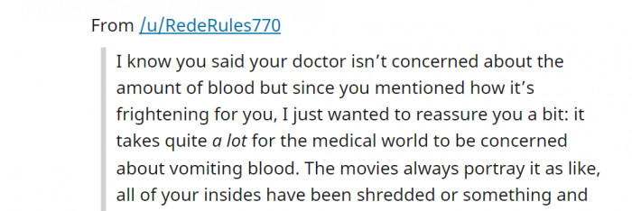 We shouldn't get too worried when we vomit blood