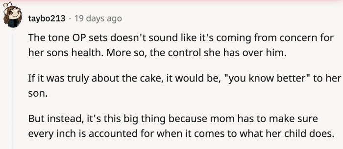 It doesn't come from a place of love.