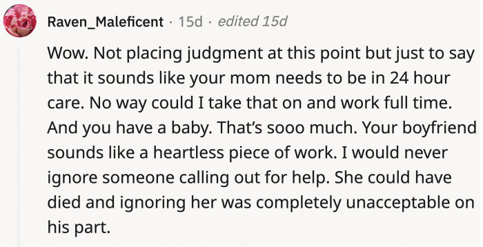 The boyfriend reacted horribly, if you ask this Redditor.