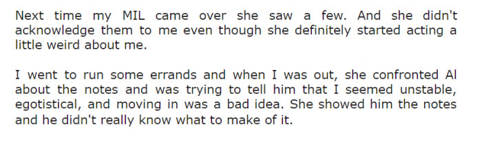 When MIL snooped again, she didn't mention any of the notes, but started acting weird