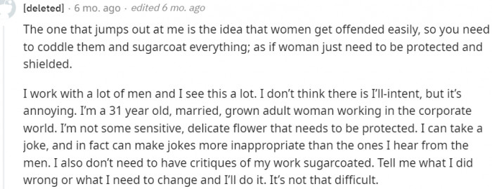 That women are too easily offended