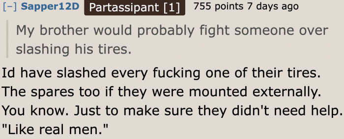 An eye for an eye, a tooth for a tooth.