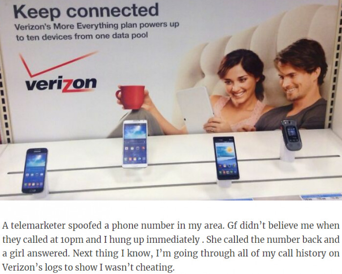 1. A telemarketer spoofed a phone number and...