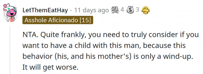 The OP should consider her future relationship with her husband.