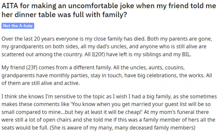 This girl needs more love and not a friend who constantly reminds her of the void in her life