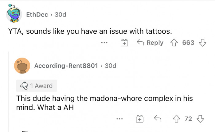 Yes, he has a problem with tattoos or just has issues with his mom having tattoos.