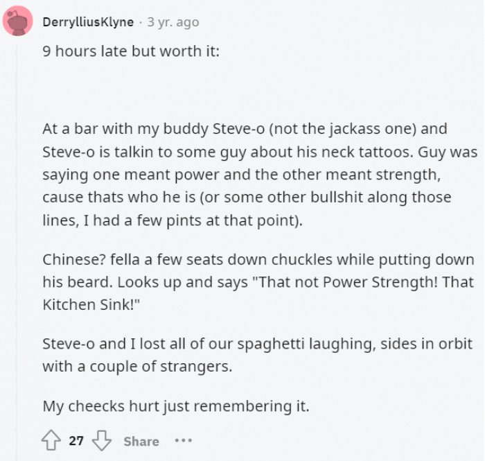 29. Power and Strength transformed into Kitchen Sink. Epic degradation.