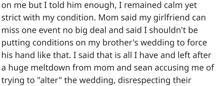 He was not altering the wedding itself, just one rule that was not going to affect anyone in any way.