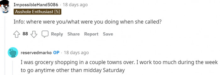 Someone wants to know where the OP was when his daughter called