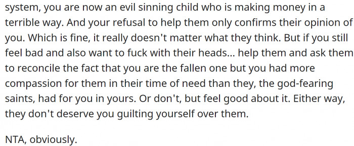 She gave OP good advice.