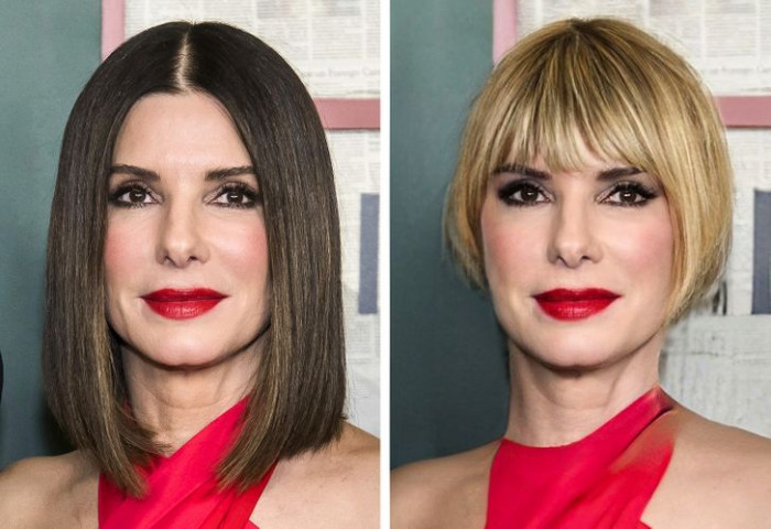 7. Sandra Bullock is giving us undercover spy vibes with this bob cut