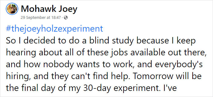 After hearing about this, Joey decided to conduct an experiment to see if the issue really is with people not wanting to work