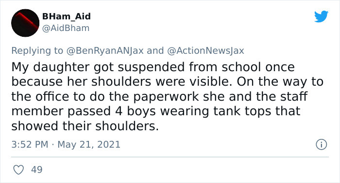 God forbid someone sees a girl's shoulders.