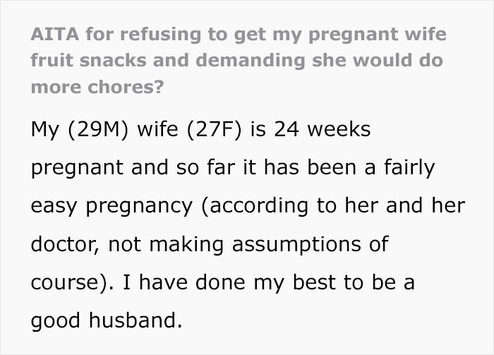 OP shares his story: His wife is 24 weeks pregnant...