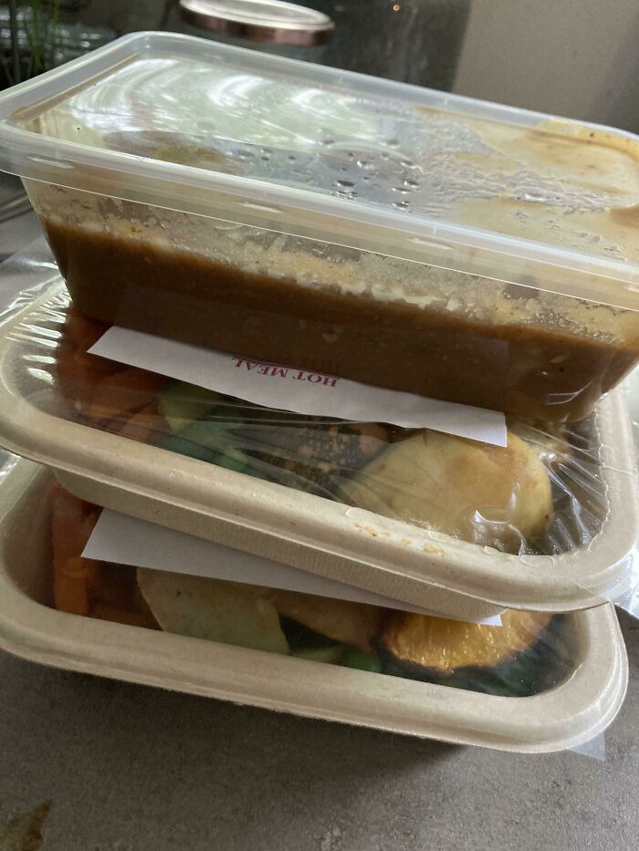 9. I told the meal-on-wheels lady that I loved their gravy, and voila...