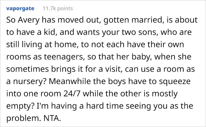 Two kids who need that room every day will be cramped while one room will be used only occasionally...