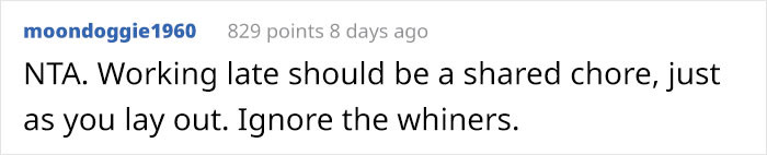 Working late should be a shared chore