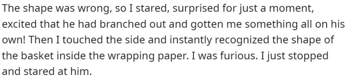 OP thought for a moment that her husband showed initiative and had actually bought her a present...