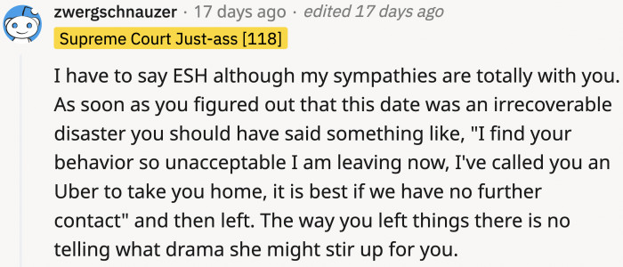 A lot more people agreed that OP and his date both sucked in this situation.