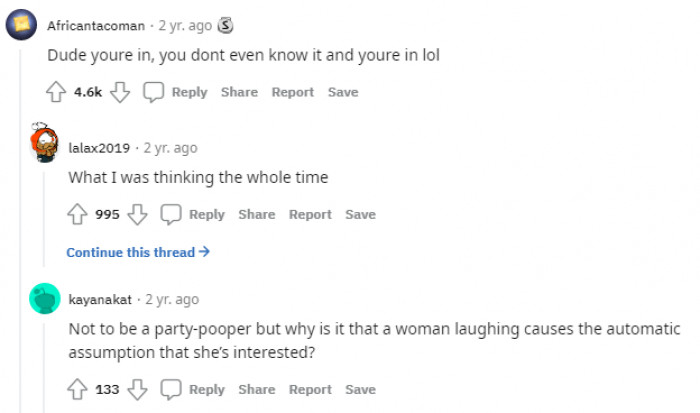 9. Some people think the lady might be interested. Do you think he should shoot his shot?