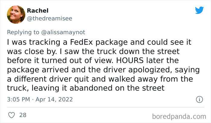 28. So, that's why FedEx is always late... 