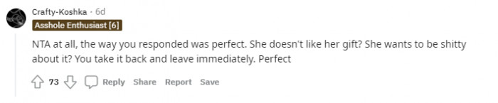 More users agree that the original poster's response was justified.