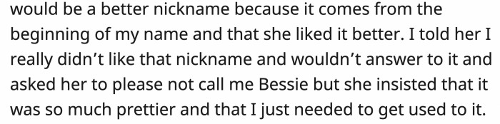 The new employee tried to give OP a different name right away, and when OP pointed out that she wouldn't answer to that name, the new employee waved it off