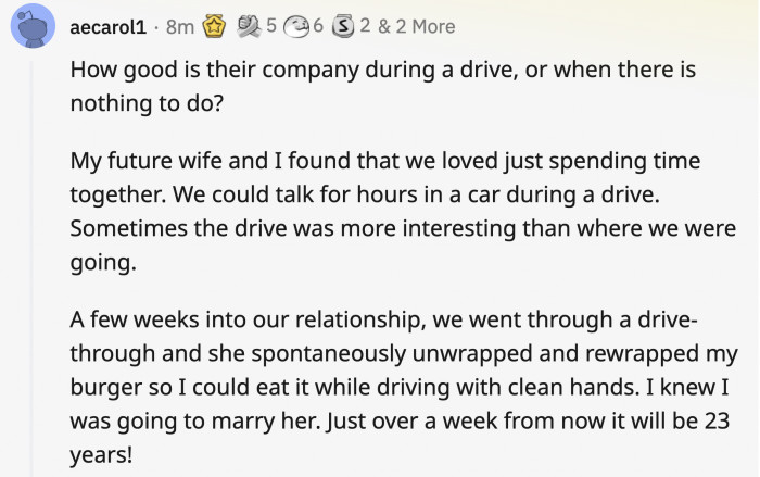 13. The 23-year relationship that started with a companionable road trip