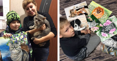 9-Year-Old Child Is "Selling" His Incredible Portraits To Help Shelter Animals