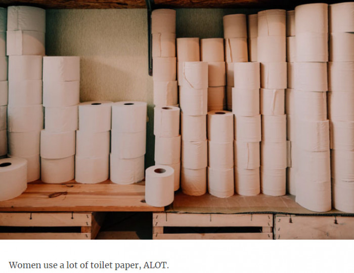 Women and using a lot of toilet paper