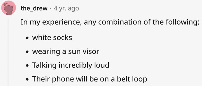 This person who's an expert American tourist spotter made a few points