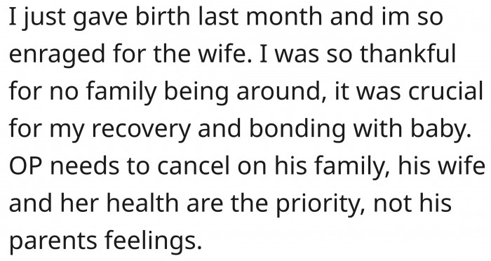 New mothers understand his wife's plight.