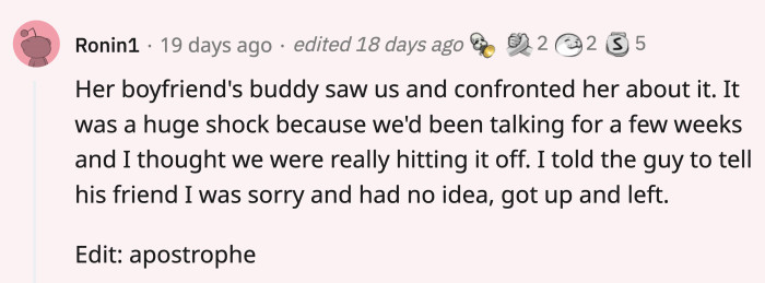 Glad OP got out of there before things got serious. The boyfriend’s buddy raised a red flag high