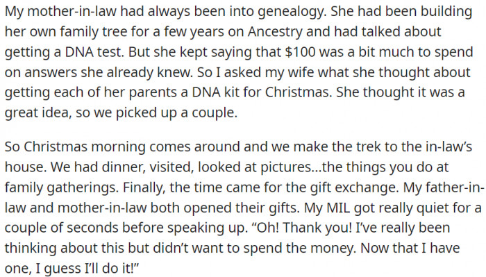 The mother-in-law has always been into genealogy.