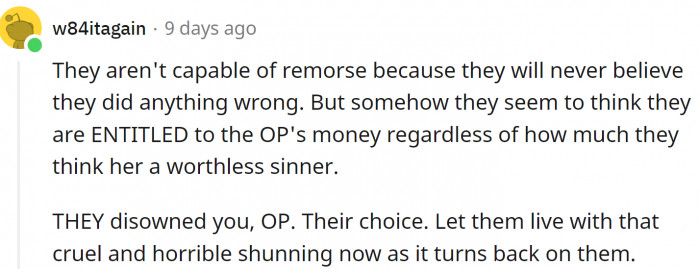 Some of the people online thought OP shouldn't help her parents.