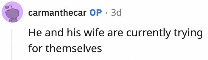 OP shared that BIL and his wife are currently trying to have a child of their own.