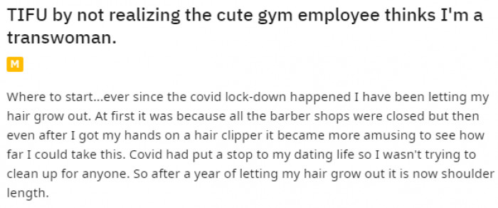 The COVID lockdown gave the Redditor a chance to try a new look