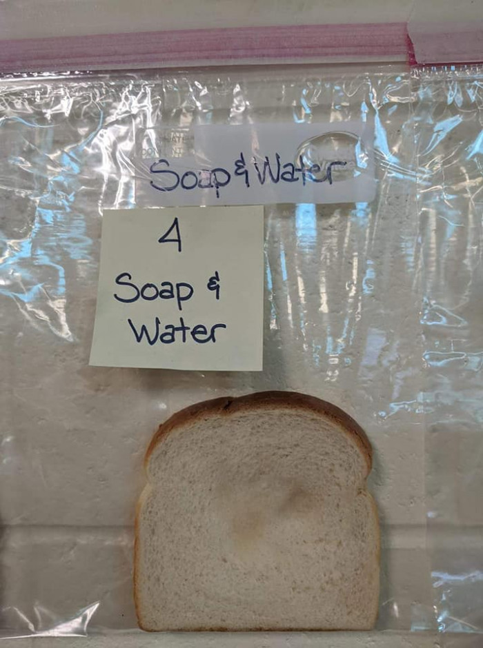 Washed with soap and water bread: