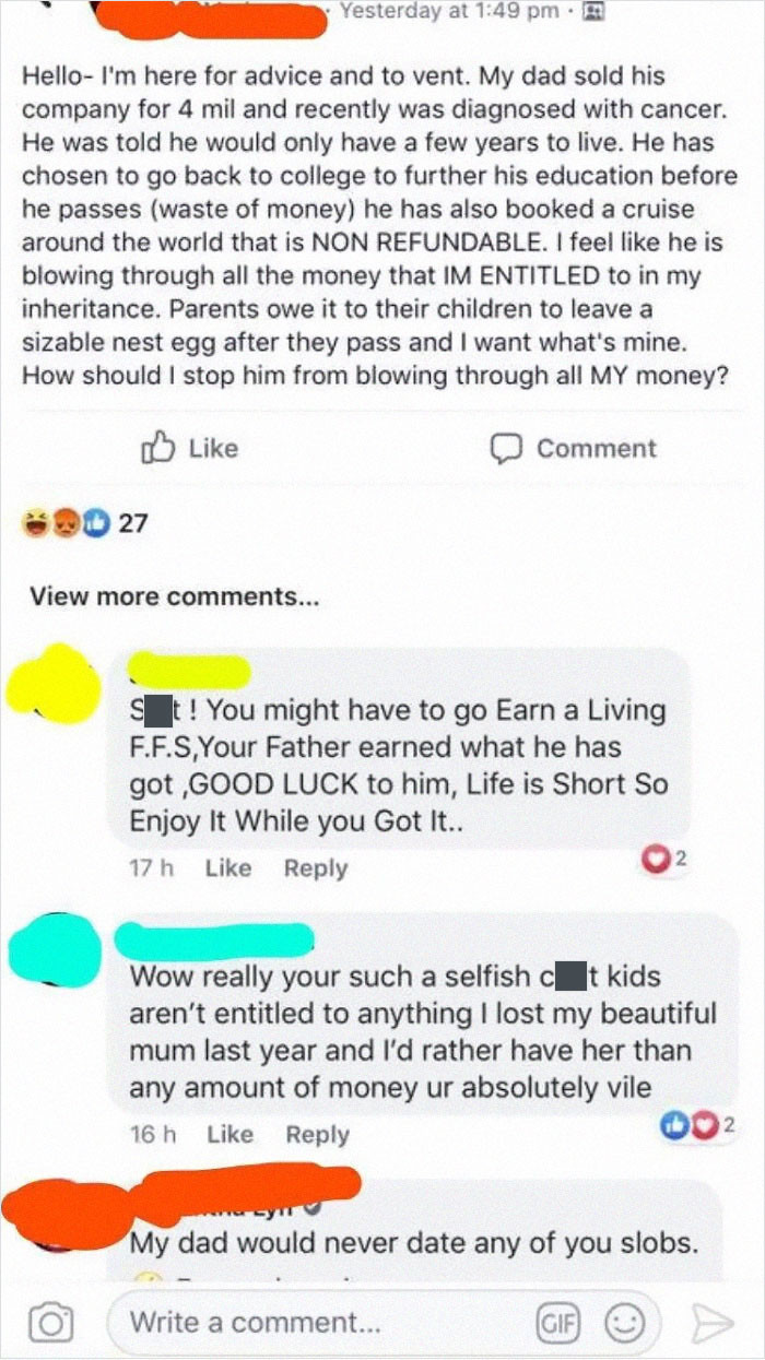 28. It's the father's money in the first place.